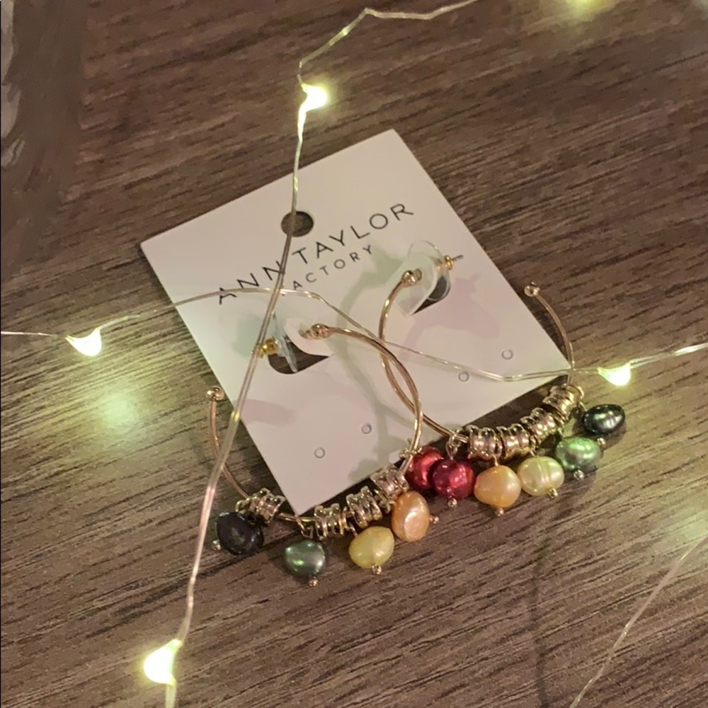 Ann Taylor Factory Rainbow Beaded Hoops